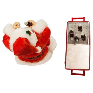 Kurt Adler Coke Santa With Table Cooler, 2 Piece Set