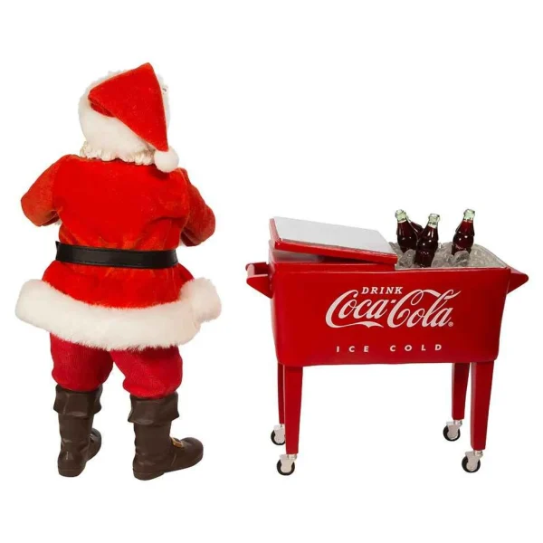 Kurt Adler Coke Santa With Table Cooler, 2 Piece Set