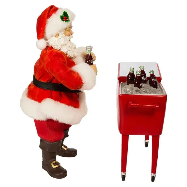 Kurt Adler Coke Santa With Table Cooler, 2 Piece Set