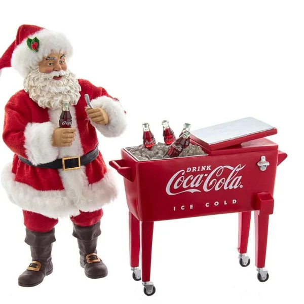 Kurt Adler Coke Santa With Table Cooler, 2 Piece Set