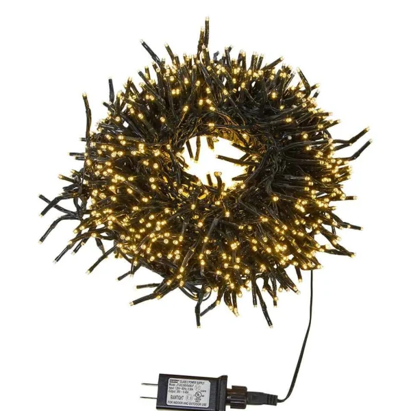 Kurt Adler Cul 1000-Light 33-Foot Cluster Garland With Warm White 3Mm Led Bulbs