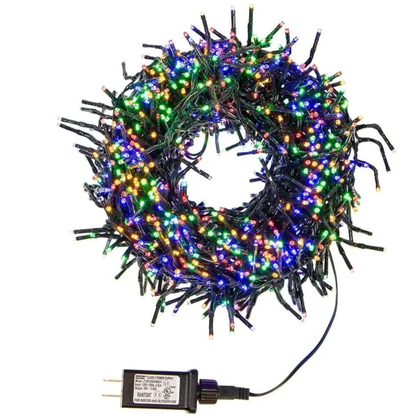 Kurt Adler Cul 1000-Light 33-Foot Cluster Garland With Multi-Color 3Mm Led Bulbs