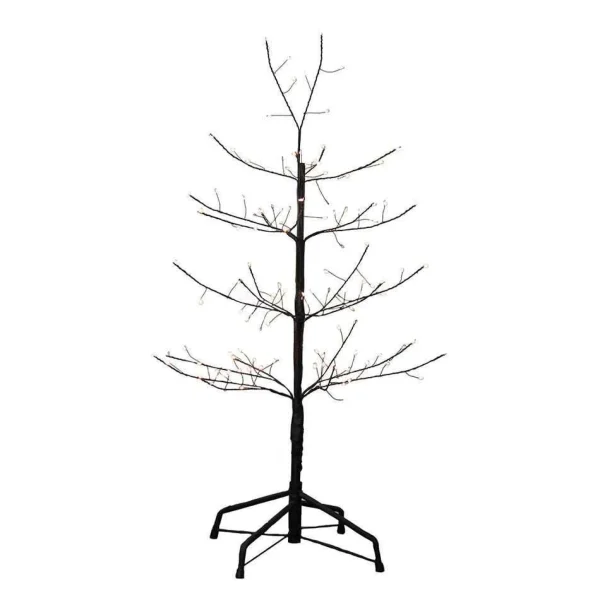 Kurt Adler 3-Foot Black Twig Tree With Warm White Cool White Twinkle Lights