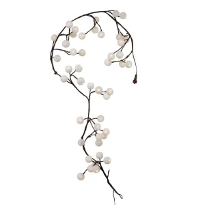 Kurt Adler 6-Foot Brown Garland Warm White Cotton Ball 48 Light Led