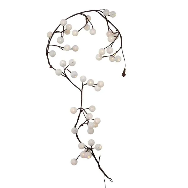 Kurt Adler 6-Foot Brown Garland Warm White Cotton Ball 48 Light Led