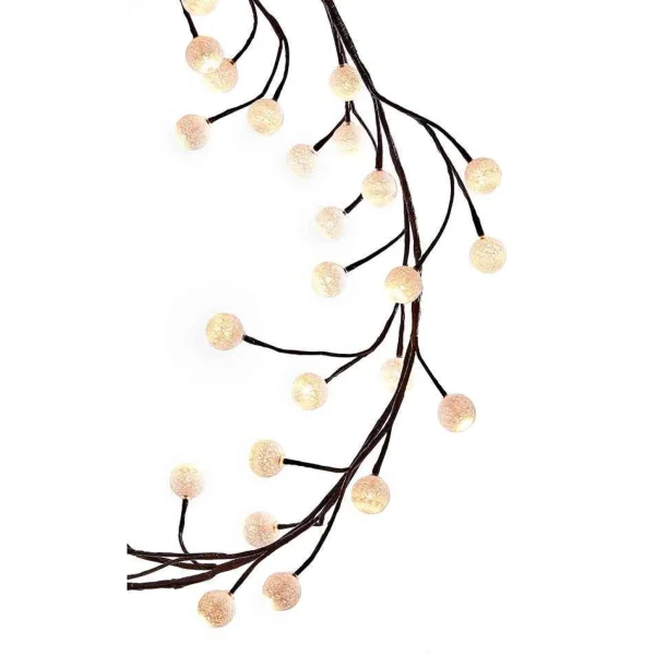 Kurt Adler 6-Foot Brown Garland Warm White Cotton Ball 48 Light Led