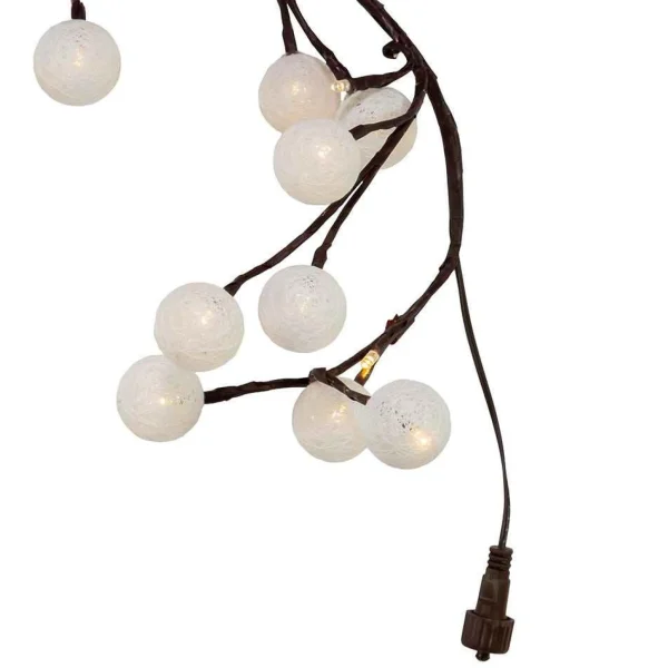 Kurt Adler 6-Foot Brown Garland Warm White Cotton Ball 48 Light Led
