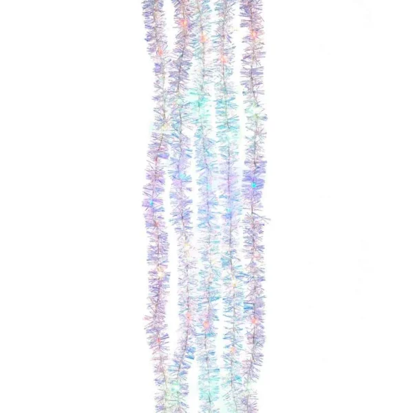 Kurt Adler 6.5-Foot Multi-Color Silver Iridescent Tinsel Cascade Light Set