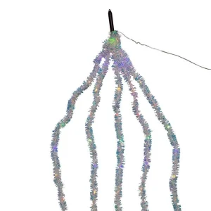 Kurt Adler 6.5-Foot Multi-Color Silver Iridescent Tinsel Cascade Light Set