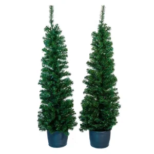 Kurt Adler 5-Foot Pre-Lit Potted Tree Set (Set Of 2 Trees)