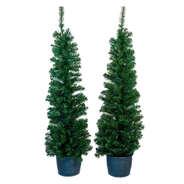 Kurt Adler 5-Foot Pre-Lit Potted Tree Set (Set Of 2 Trees)