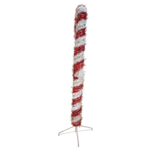 Kurt Adler 6-Foot Pre-Lit Red And White Led Tinsel Candy Cane
