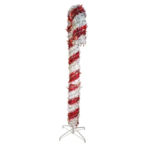 Kurt Adler 5-Foot Pre-Lit Red And White Led Tinsel Candy Cane