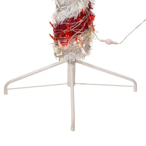 Kurt Adler 6-Foot Pre-Lit Red And White Led Tinsel Candy Cane
