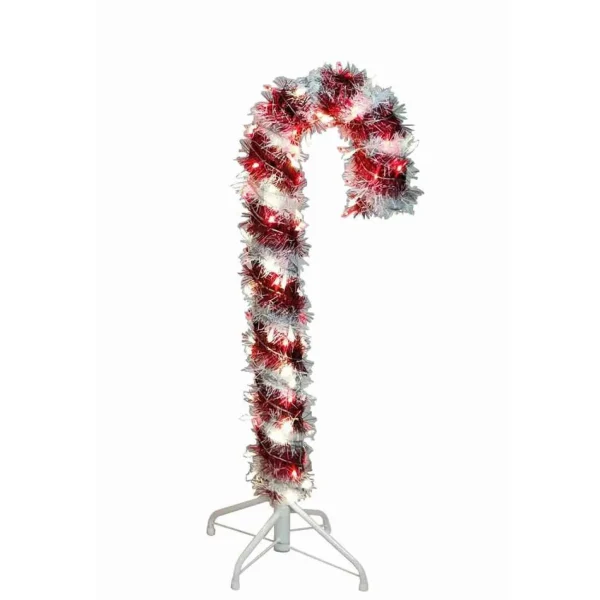 Kurt Adler 3-Foot Pre-Lit Red And White Led Tinsel Candy Cane