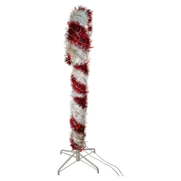 Kurt Adler 4-Foot Pre-Lit Red And White Led Tinsel Candy Cane