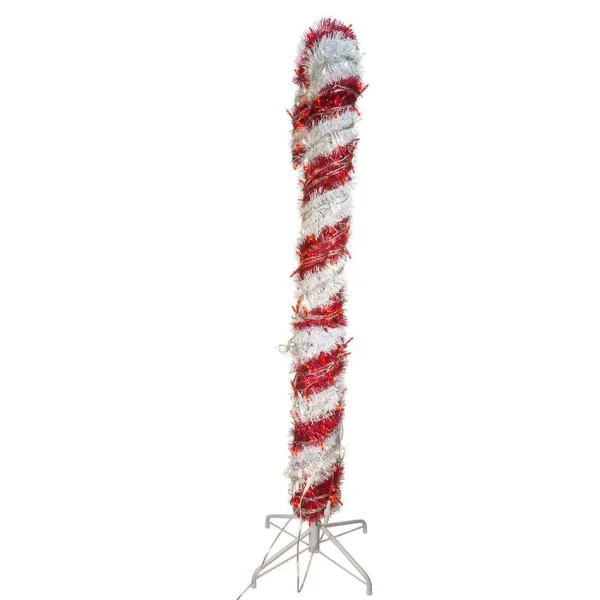Kurt Adler 5-Foot Pre-Lit Red And White Led Tinsel Candy Cane