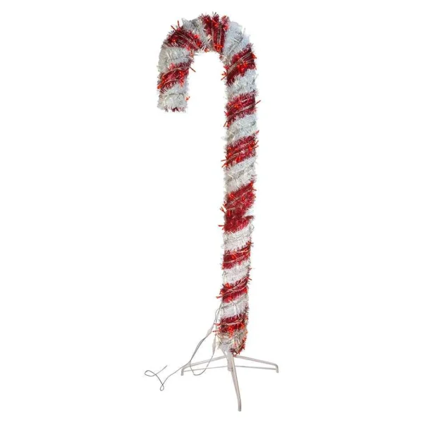 Kurt Adler 6-Foot Pre-Lit Red And White Led Tinsel Candy Cane