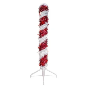 Kurt Adler 3-Foot Pre-Lit Red And White Led Tinsel Candy Cane