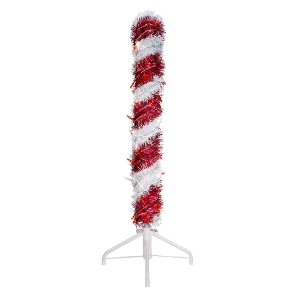 Kurt Adler 3-Foot Pre-Lit Red And White Led Tinsel Candy Cane