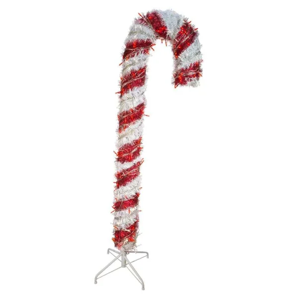 Kurt Adler 5-Foot Pre-Lit Red And White Led Tinsel Candy Cane