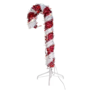Kurt Adler 3-Foot Pre-Lit Red And White Led Tinsel Candy Cane