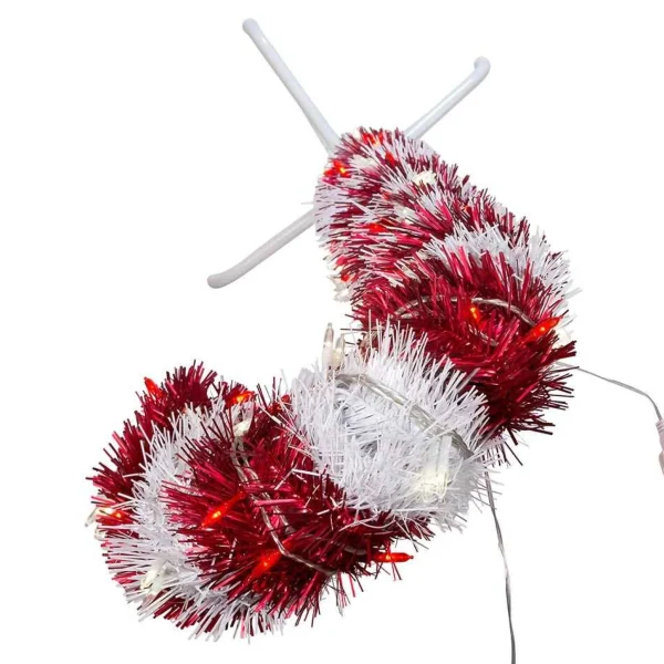 Kurt Adler 5-Foot Pre-Lit Red And White Led Tinsel Candy Cane