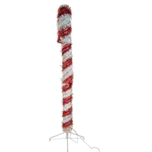 Kurt Adler 6-Foot Pre-Lit Red And White Led Tinsel Candy Cane