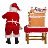 Kurt Adler 10.5-Inch Battery-Operated Fabriche Santa Decorating Led Gingerbread House Table Piece