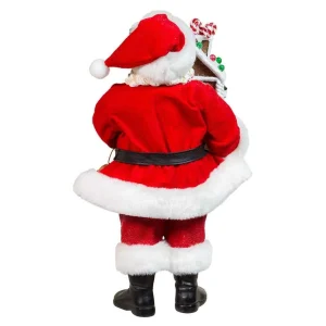 Kurt Adler 11-Inch Battery-Operated Santa With Light-Up Gingerbread House