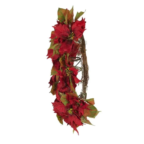 Kurt Adler 24-Inch Battery-Operated Red Poinsettia Led Wreath