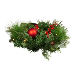 Kurt Adler 26-Inch Battery-Operated Pre-Lit Red And Green Wall Tree With Bow