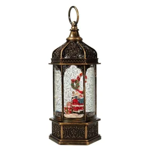 Kurt Adler 11-Inch Battery-Operated Light Up Santa Water Lantern