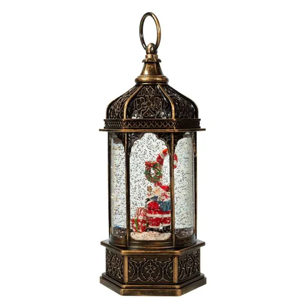 Kurt Adler 11-Inch Battery-Operated Light Up Santa Water Lantern