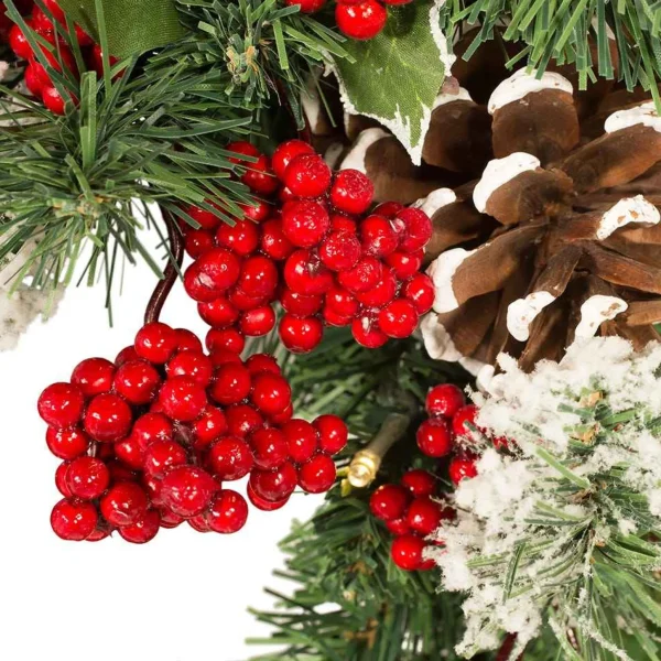 Kurt Adler 24-Inch Battery-Operated 30-Light Led Holly Berry Wreath