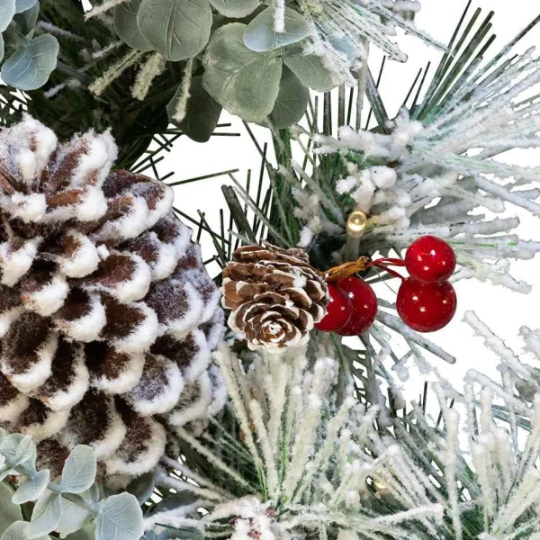 Kurt Adler 24-Inch Battery-Operated Red Berries And Pinecone Led Wreath