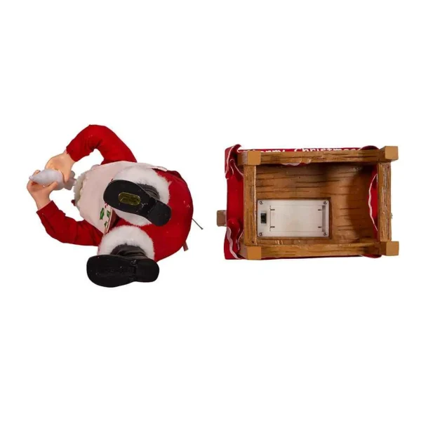 Kurt Adler 10.5-Inch Battery-Operated Fabriche Santa Decorating Led Gingerbread House Table Piece