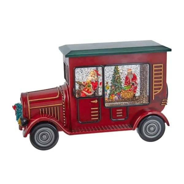 Kurt Adler 6.5-Inch Battery-Operated Lit Santa Truck Water Lantern