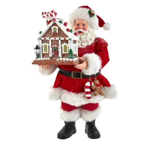 Kurt Adler 11-Inch Battery-Operated Santa With Light-Up Gingerbread House