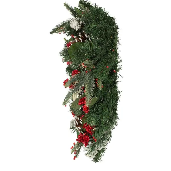 Kurt Adler 24-Inch Battery-Operated 30-Light Led Holly Berry Wreath