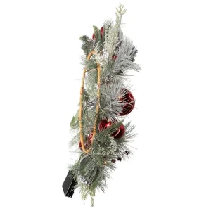 Kurt Adler 22-Inch Battery-Operated Red Berries, Balls And Silver Pinecone Wreath