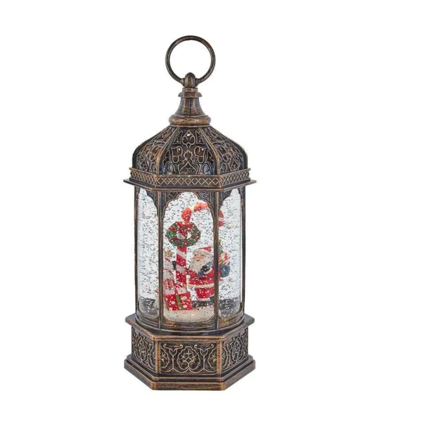 Kurt Adler 11-Inch Battery-Operated Light Up Santa Water Lantern