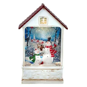 Kurt Adler 9.2-Inch Battery-Operated Lighted Snowman House Water Lantern
