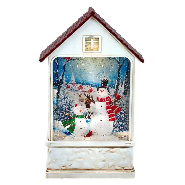 Kurt Adler 9.2-Inch Battery-Operated Lighted Snowman House Water Lantern