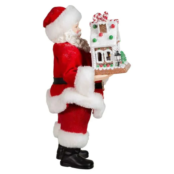 Kurt Adler 11-Inch Battery-Operated Santa With Light-Up Gingerbread House