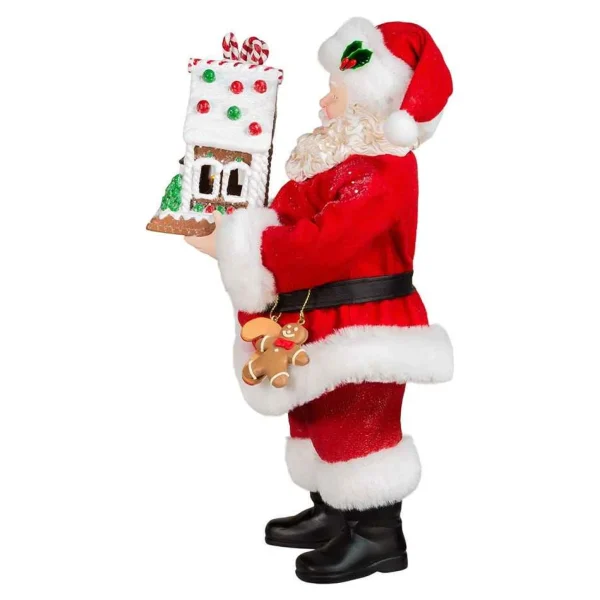 Kurt Adler 11-Inch Battery-Operated Santa With Light-Up Gingerbread House