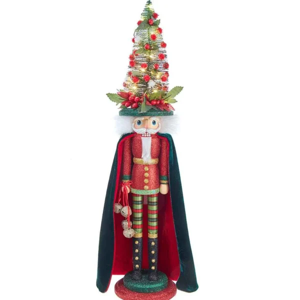 Kurt Adler 24-Inch Battery-Operated Hollywood Red And Dark Green Nutcracker With Led Hat