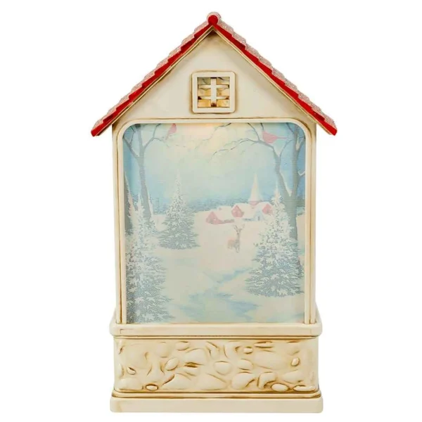 Kurt Adler 9.2-Inch Battery-Operated Lighted Snowman House Water Lantern