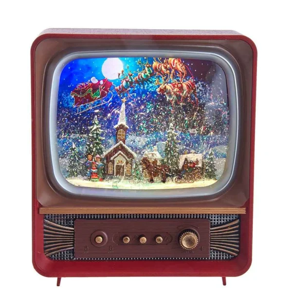 Kurt Adler 10-Inch Battery-Operated Musical Water Santa Tv Lantern