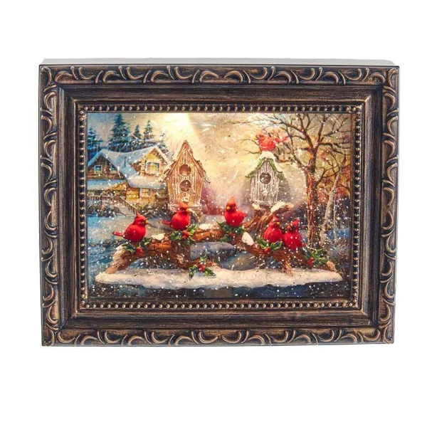 Kurt Adler 7.75-Inch Battery-Operated Musical Water Cardinals Frame